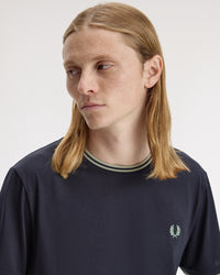 Fred Perry Twin Tipped T Shirt - Navy / Seagrass