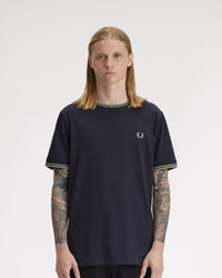 Fred Perry Twin Tipped T Shirt - Navy / Seagrass