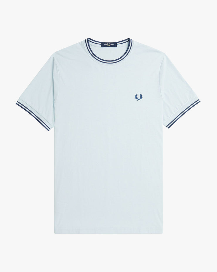 Fred Perry Twin Tipped T Shirt - Light Ice / Midnight Blue