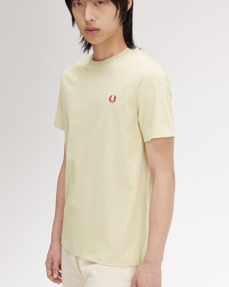 Fred Perry Crew Neck Tee - Oatmeal / Whisky Brown