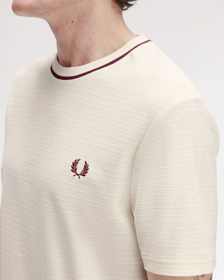 Fred Perry Textured Stripe Tee - Ecru