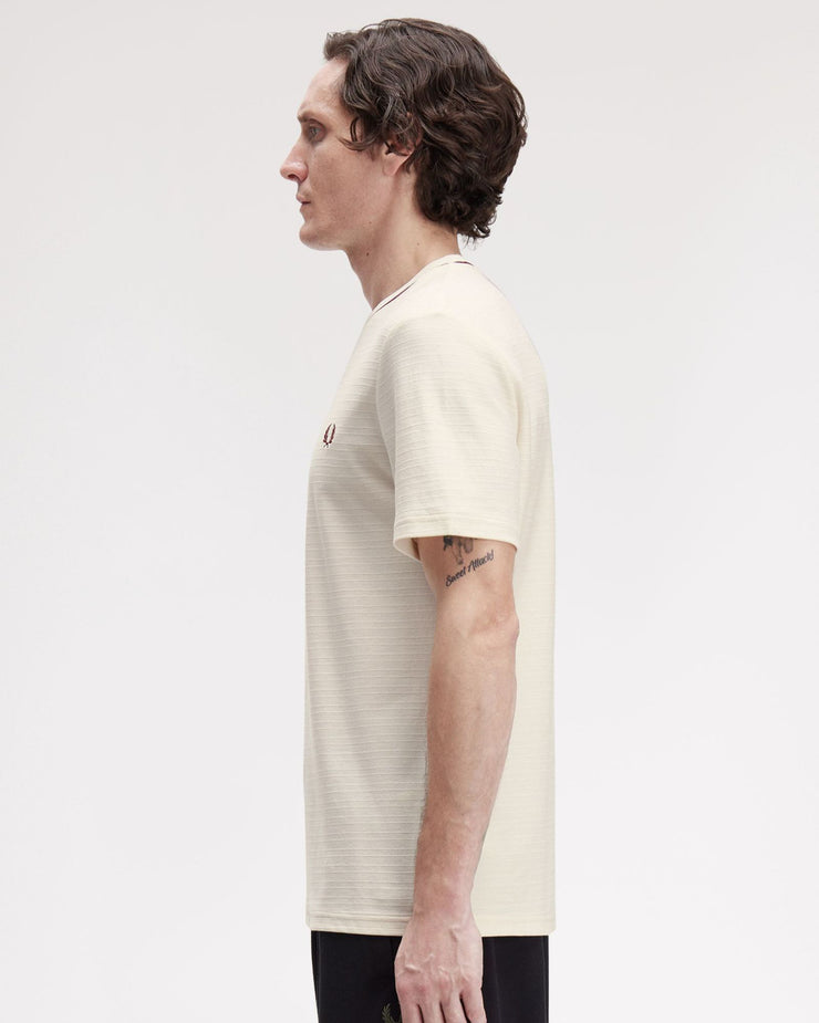 Fred Perry Textured Stripe Tee - Ecru