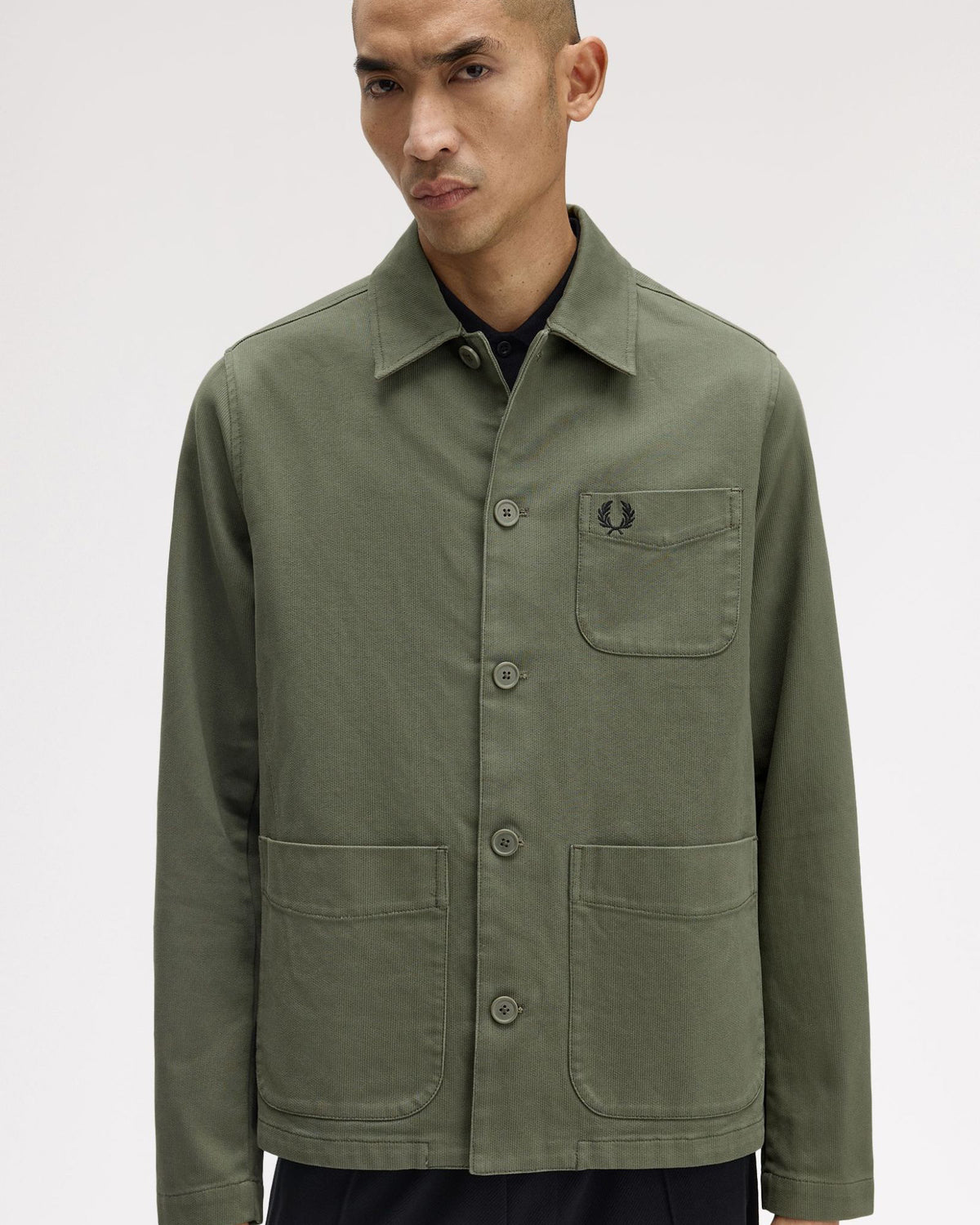 Fred Perry Bedford Cord Overshirt - Laurel Wreath Green