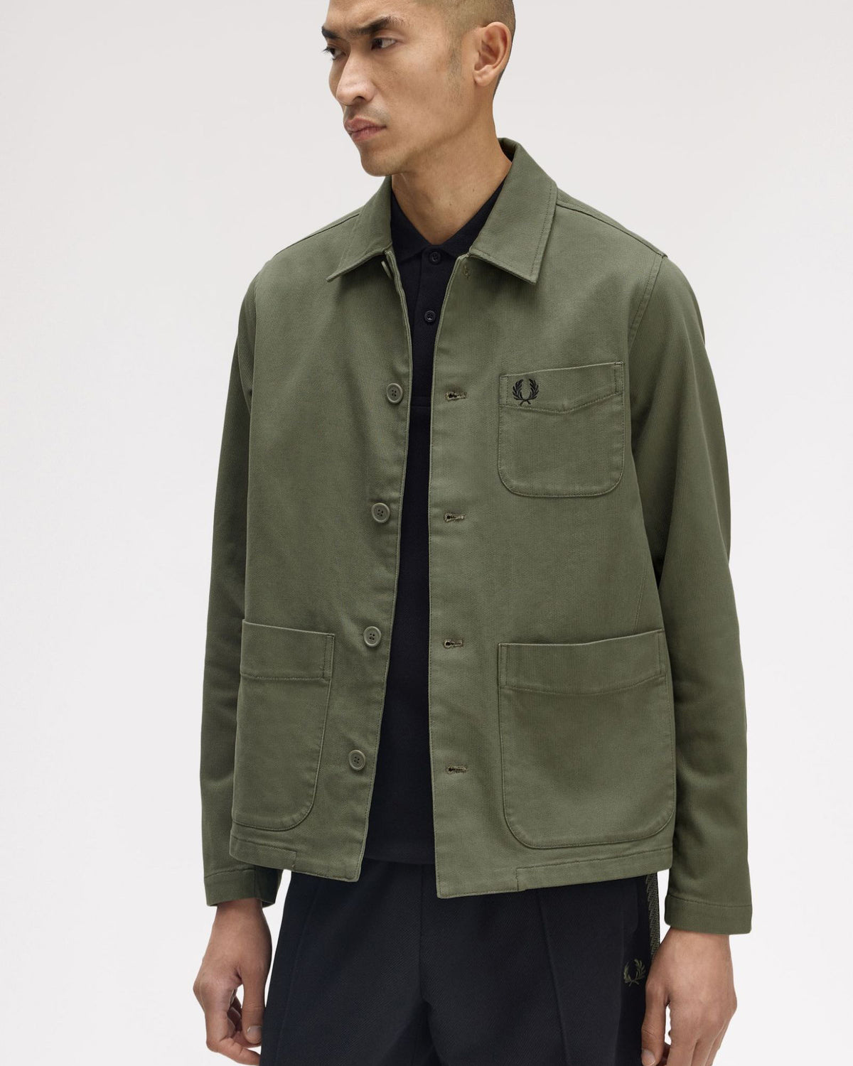 Fred Perry Bedford Cord Overshirt - Laurel Wreath Green