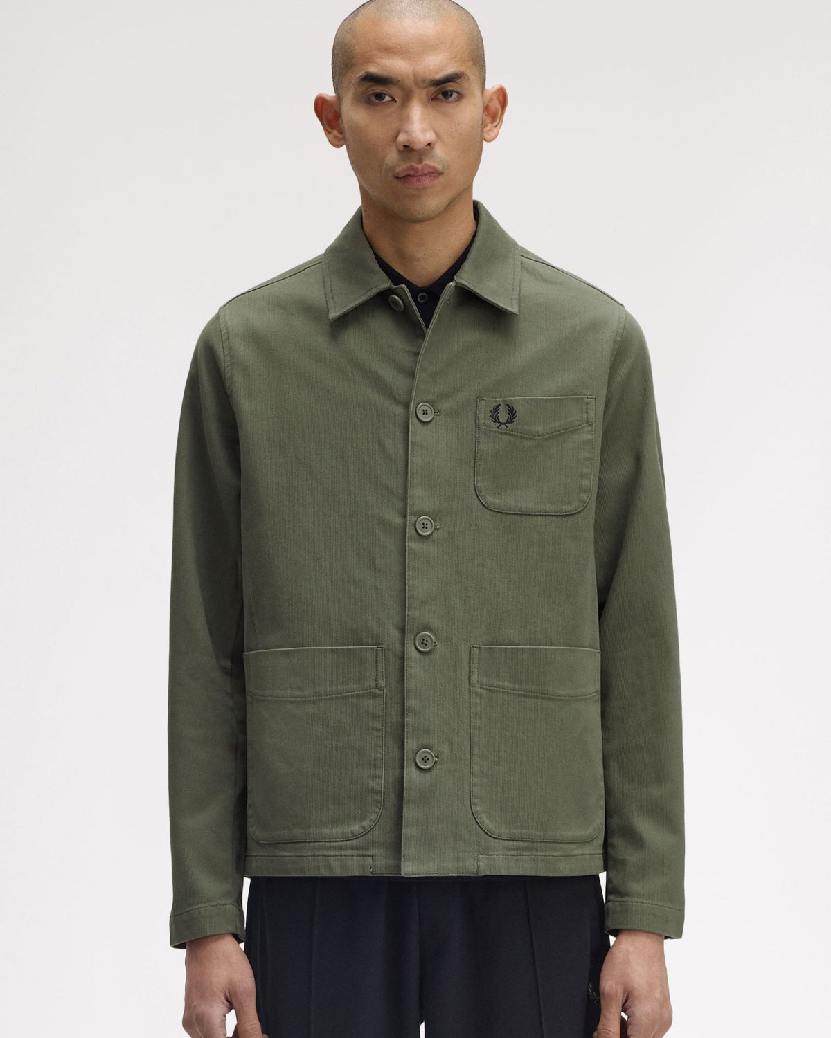 Fred Perry Bedford Cord Overshirt - Laurel Wreath Green