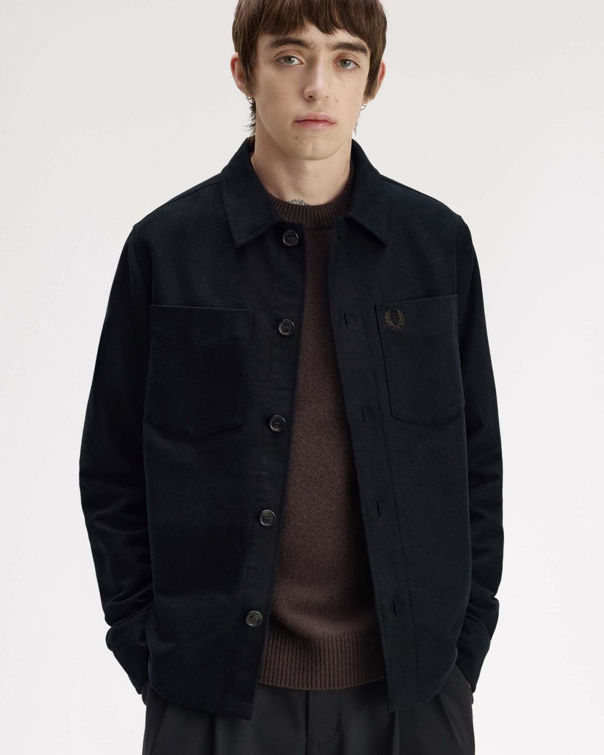 Fred Perry Brushed Twill Overshirt - Black