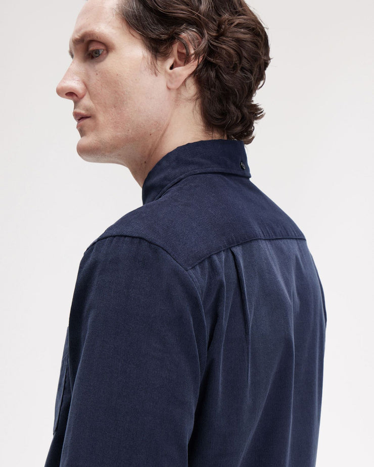Fred Perry Needle Cord Shirt - Dark Airforce | Fred Perry Shirts | JEANSTORE