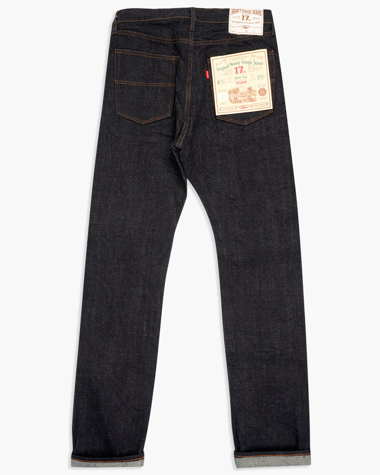 Big John M1801 17oz Heavy Gauge Slim Fit Selvedge Mens Jeans - Indigo One Wash