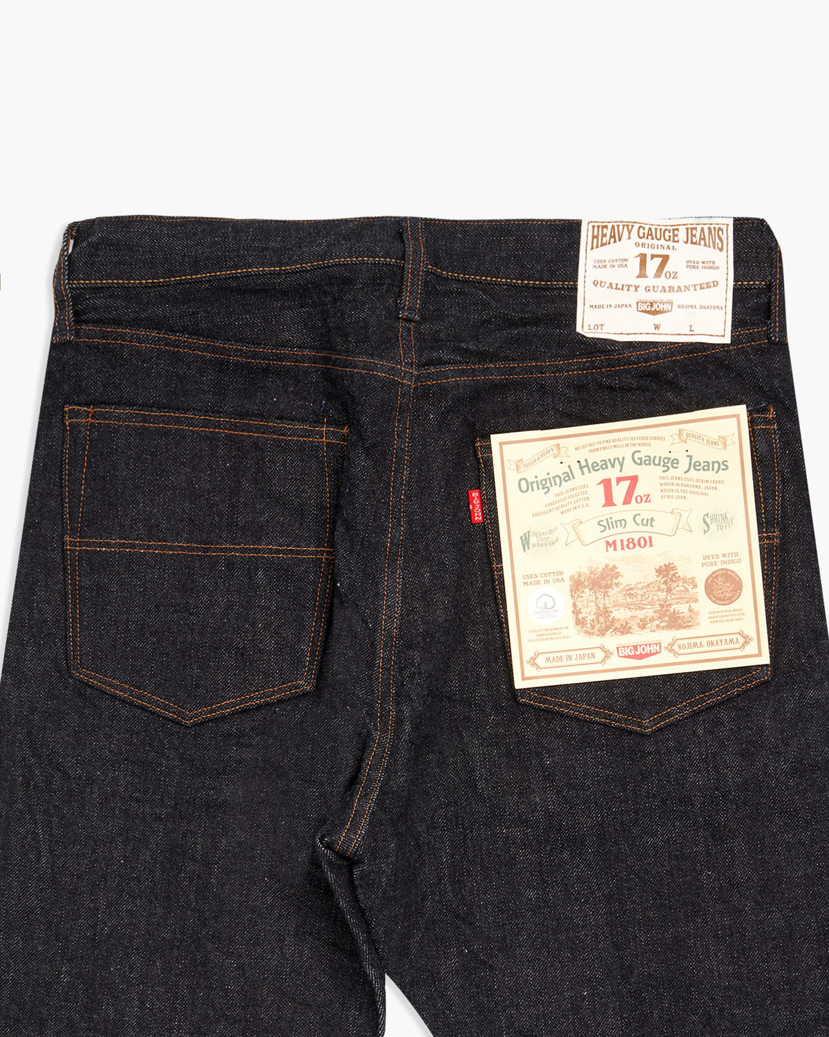 Big John M1801 17oz Heavy Gauge Slim Fit Selvedge Mens Jeans - Indigo One Wash | Big John Jeans | JEANSTORE