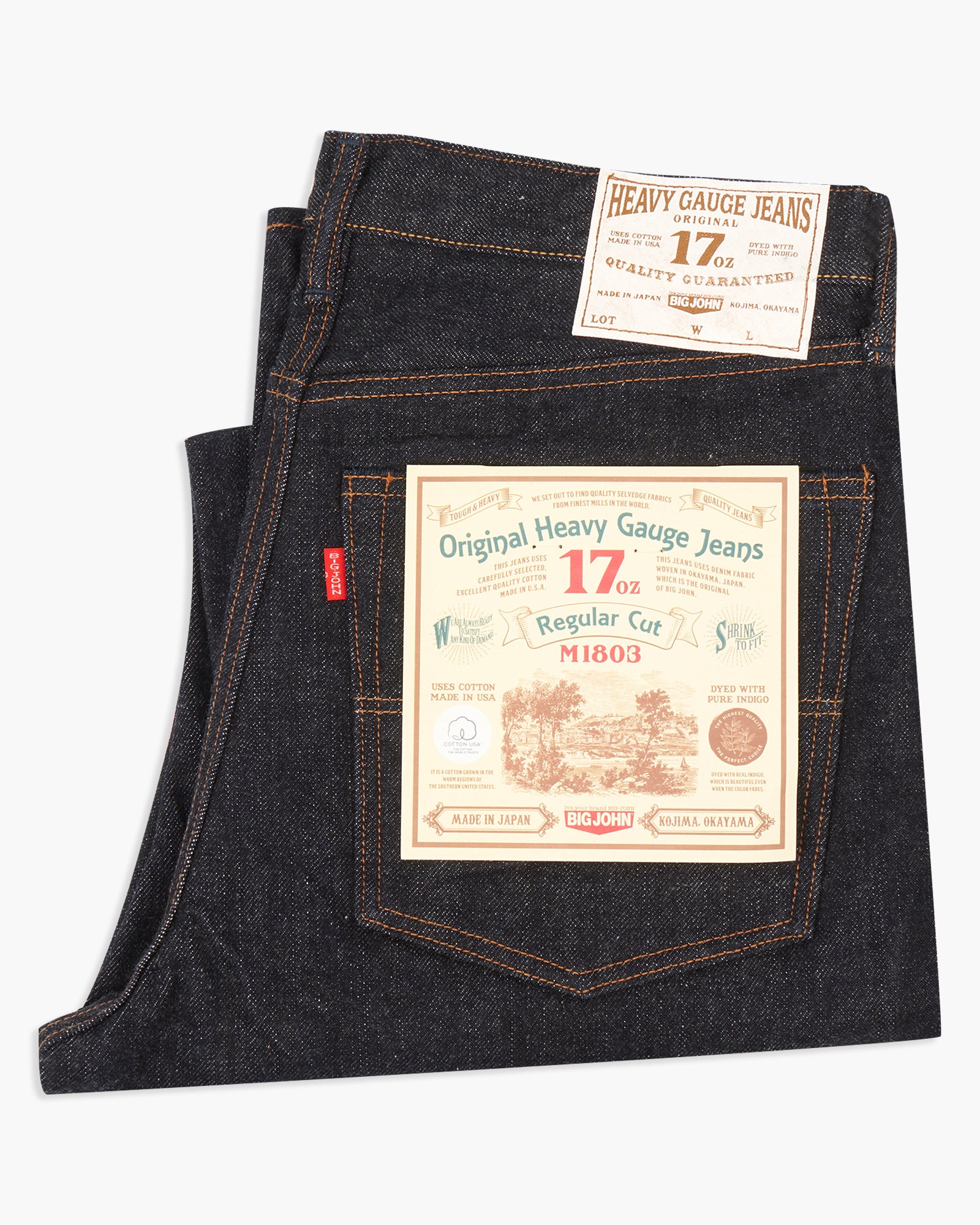 Big John M1803 17oz Heavy Gauge Straight Fit Selvedge Mens Jeans - Ind