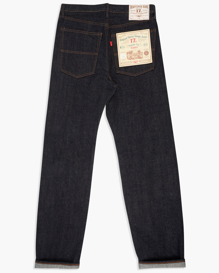 Big John M1803 17oz Heavy Gauge Straight Fit Selvedge Mens Jeans - Indigo One Wash