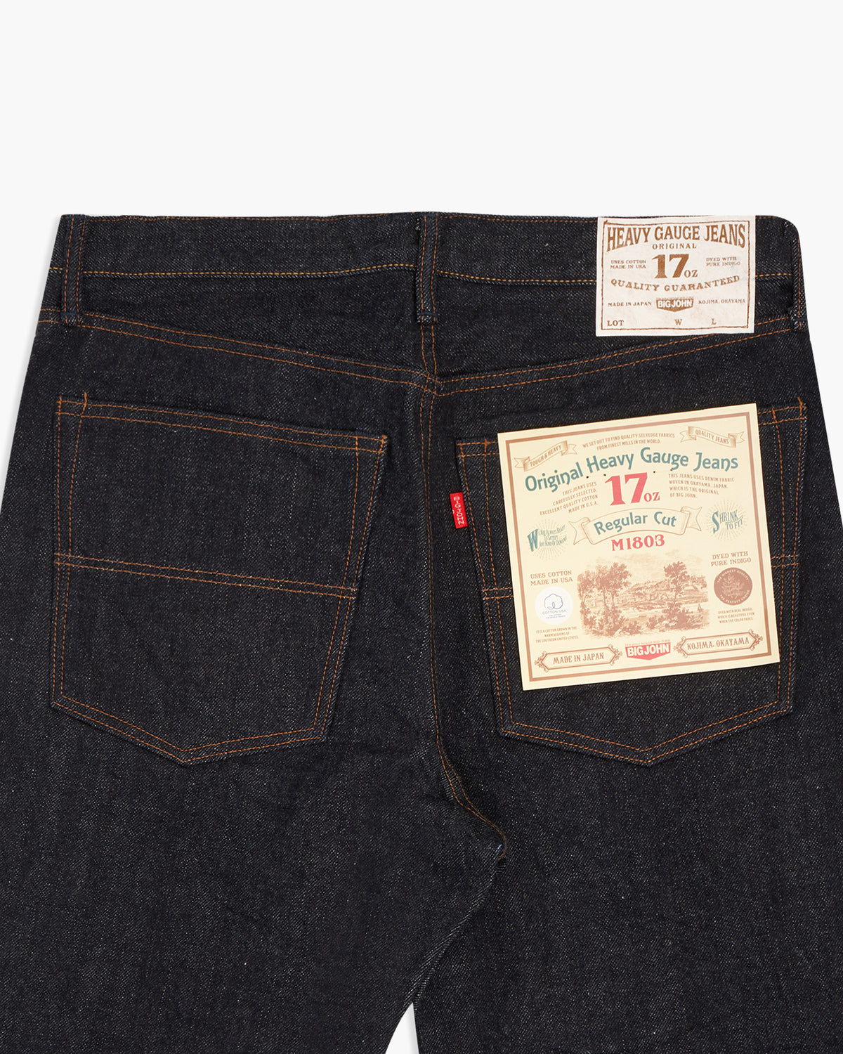 Big John M1803 17oz Heavy Gauge Straight Fit Selvedge Mens Jeans - Indigo One Wash | Big John Jeans | JEANSTORE