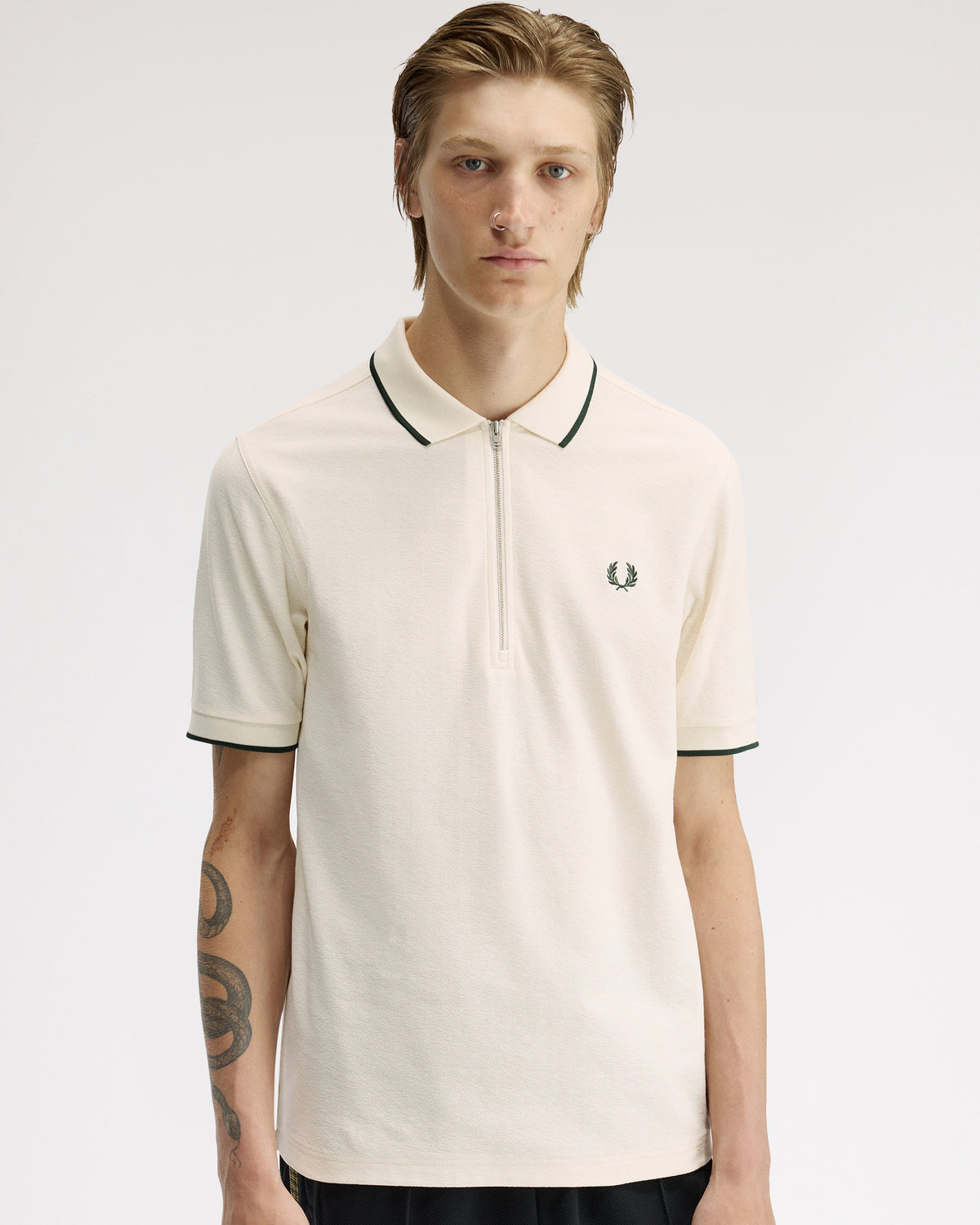 Fred Perry Crepe Pique Polo Shirt - Ecru