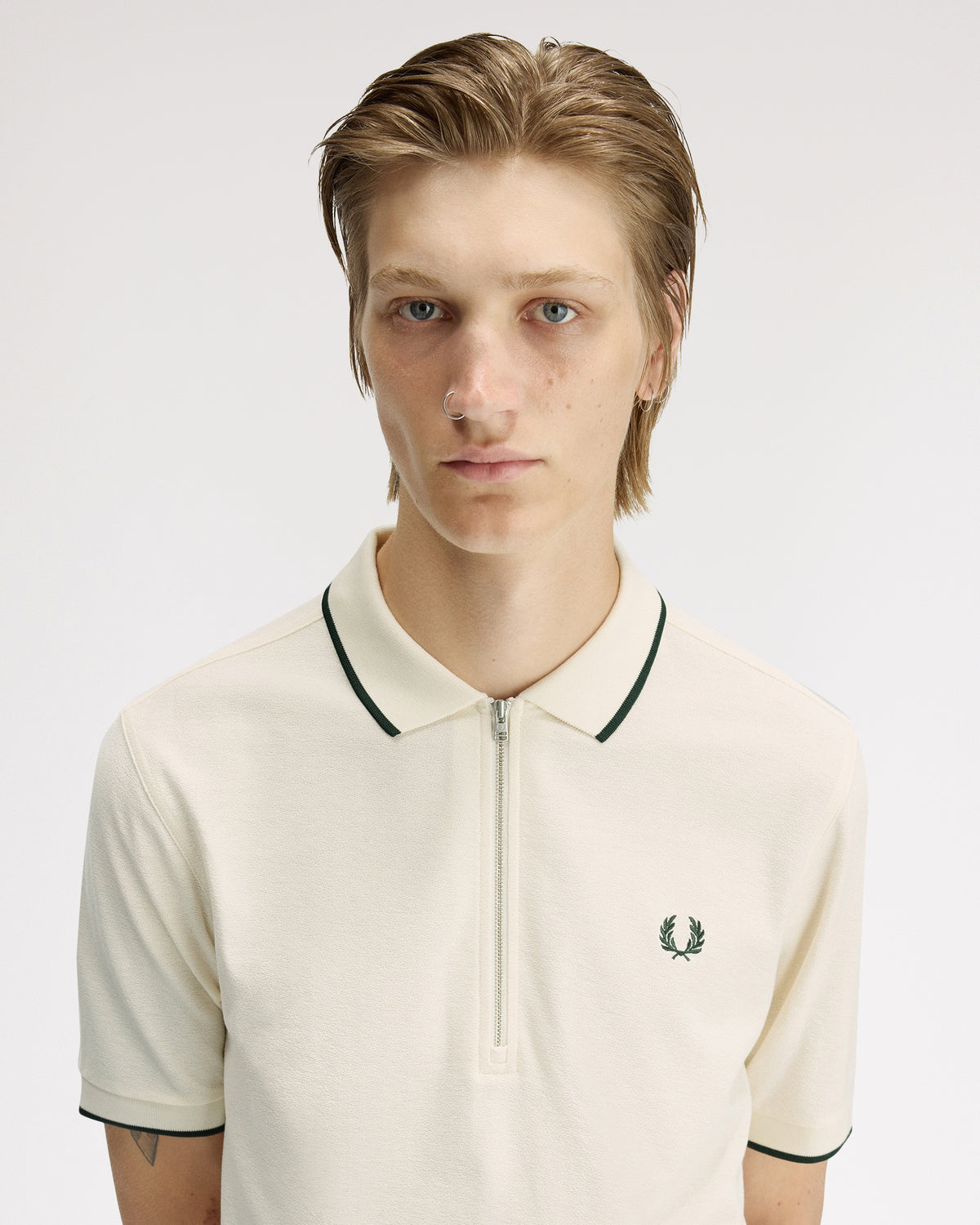 Fred Perry Crepe Pique Polo Shirt - Ecru