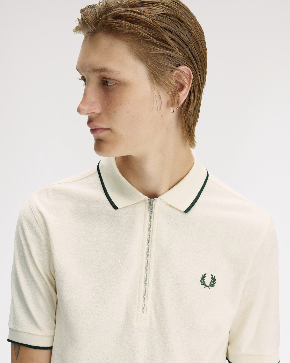 Fred Perry Crepe Pique Polo Shirt - Ecru
