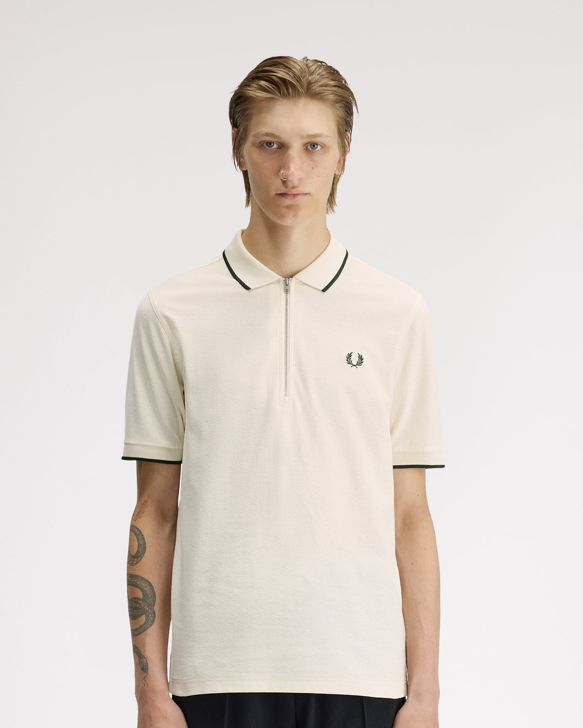 Fred Perry Crepe Pique Polo Shirt - Ecru