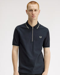 Fred Perry Crepe Pique Polo Shirt - Navy