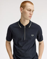 Fred Perry Crepe Pique Polo Shirt - Navy