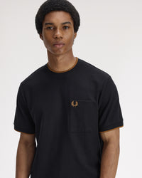 Fred Perry Pocket Detail Pique T-Shirt - Black