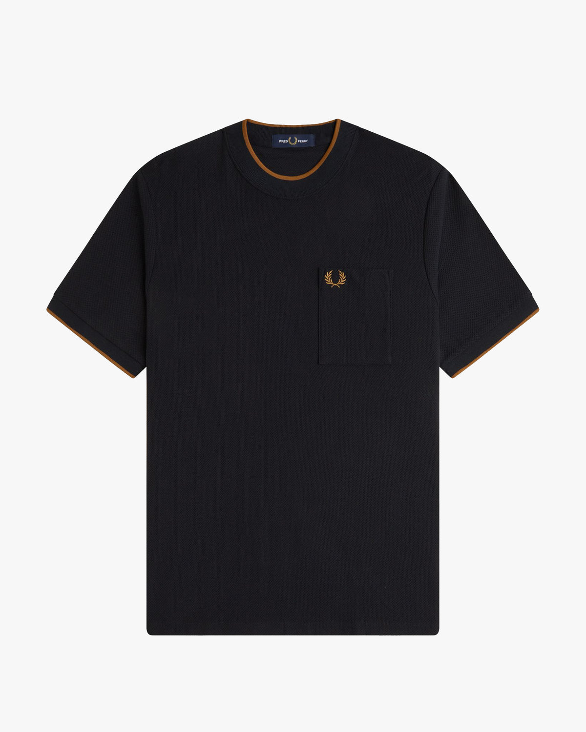 Fred Perry Pocket Detail Pique T-Shirt - Black