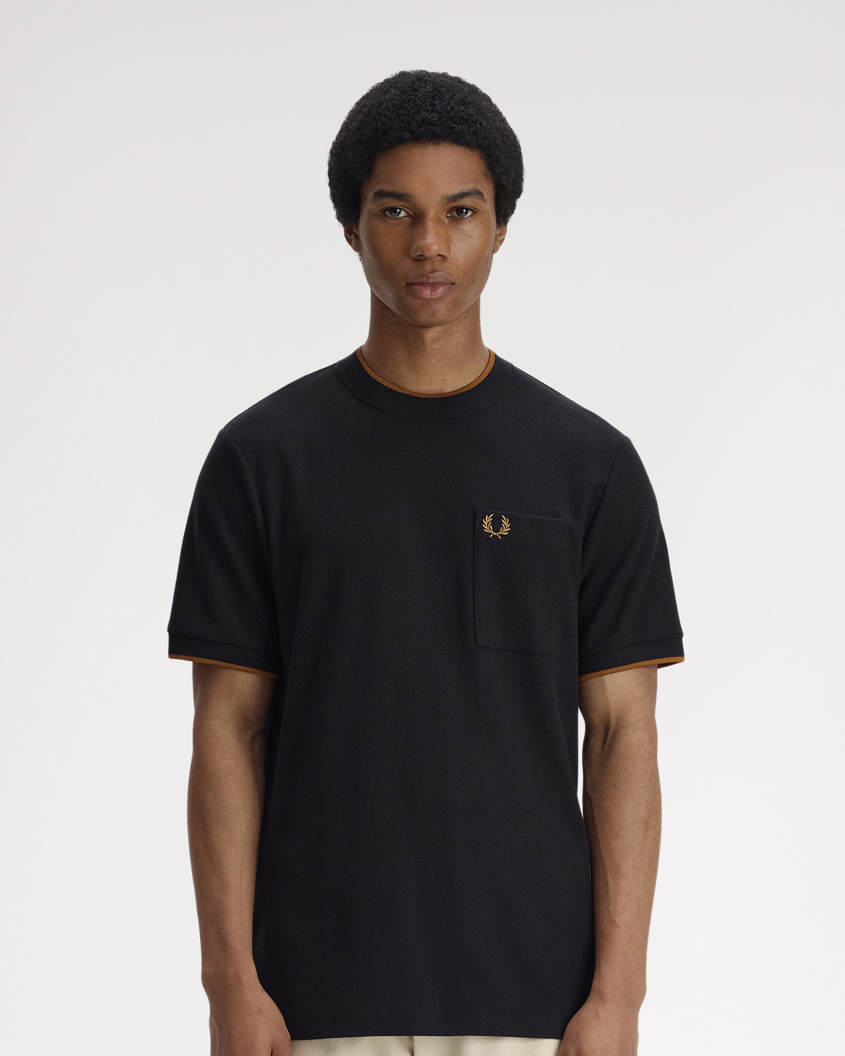 Fred Perry Pocket Detail Pique T-Shirt - Black