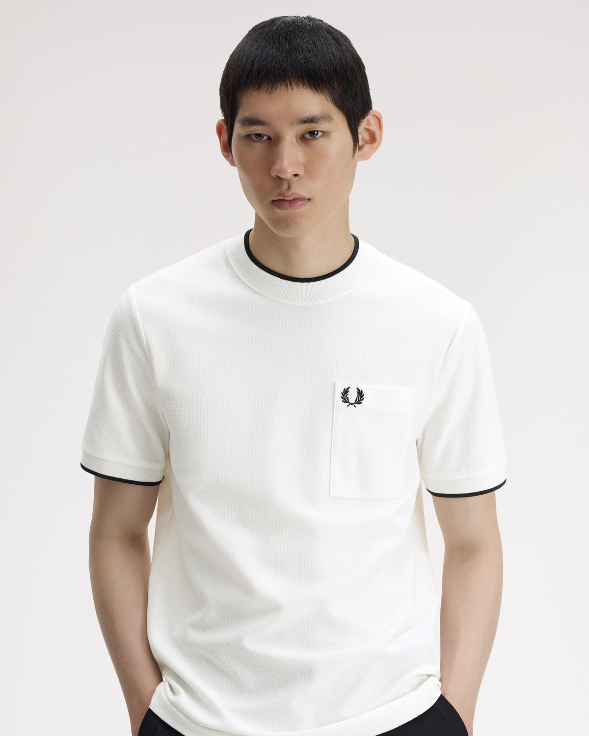 Fred Perry Pocket Detail Pique T-Shirt - Snow White