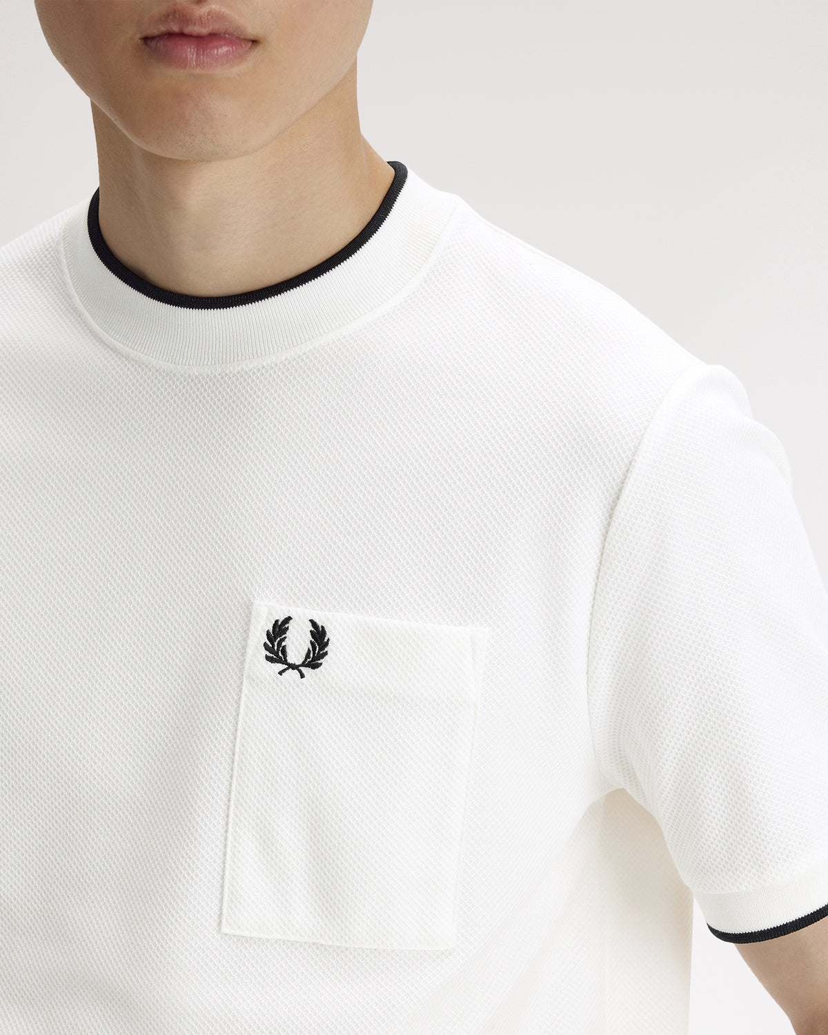 Fred Perry Pocket Detail Pique T-Shirt - Snow White