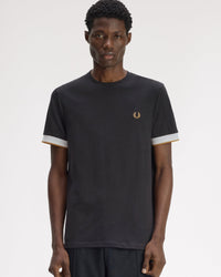 Fred Perry Twin Tipped Cuff T-Shirt - Black