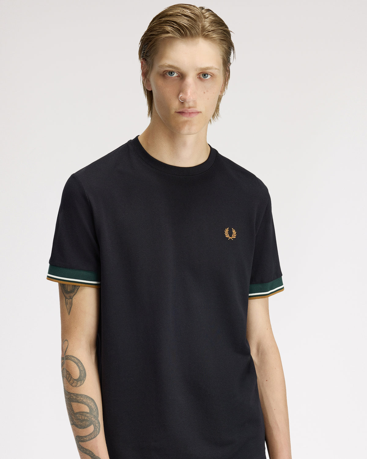 Fred Perry Twin Tipped Cuff T-Shirt - Black