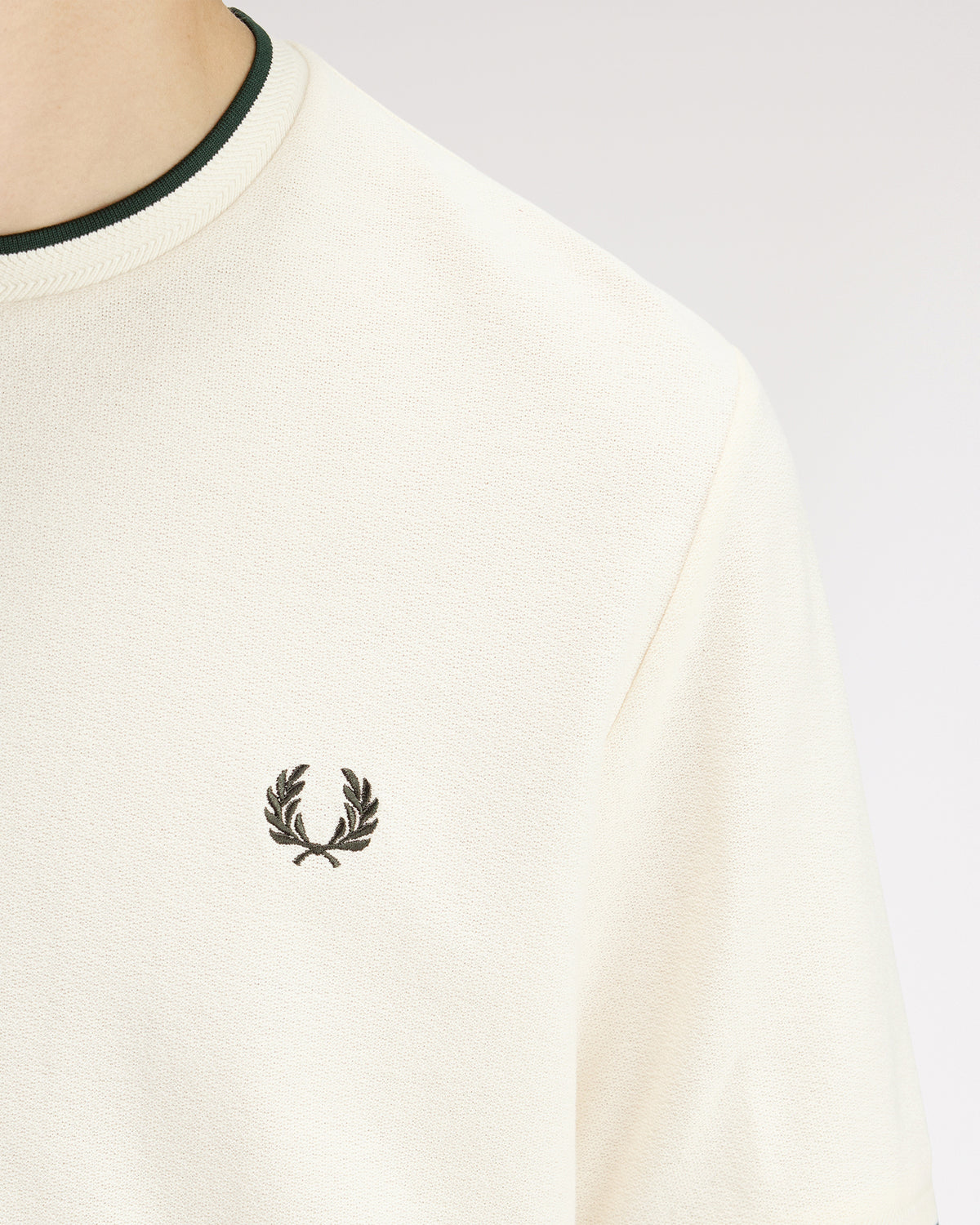 Fred Perry Trim Detail Crepe Pique T-Shirt - Ecru | Fred Perry T Shirts | JEANSTORE