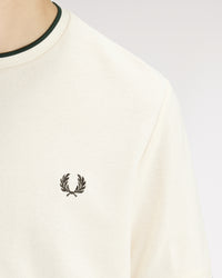 Fred Perry Trim Detail Crepe Pique T-Shirt - Ecru | Fred Perry T Shirts | JEANSTORE