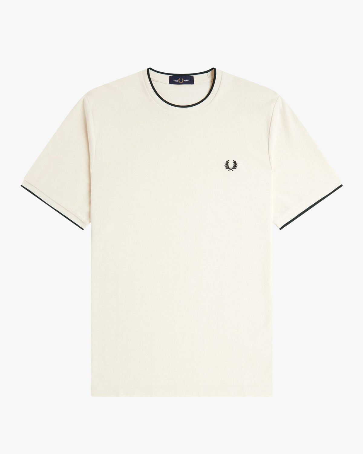 Fred Perry Trim Detail Crepe Pique T-Shirt - Ecru | Fred Perry T Shirts | JEANSTORE