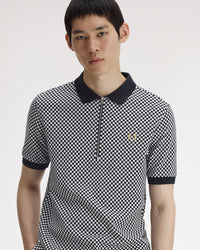 Fred Perry Chequerboard Polo Shirt - Black