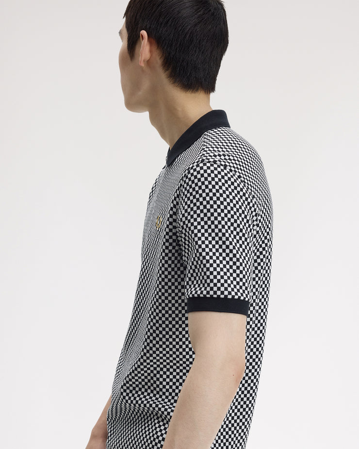 Fred Perry Chequerboard Polo Shirt - Black