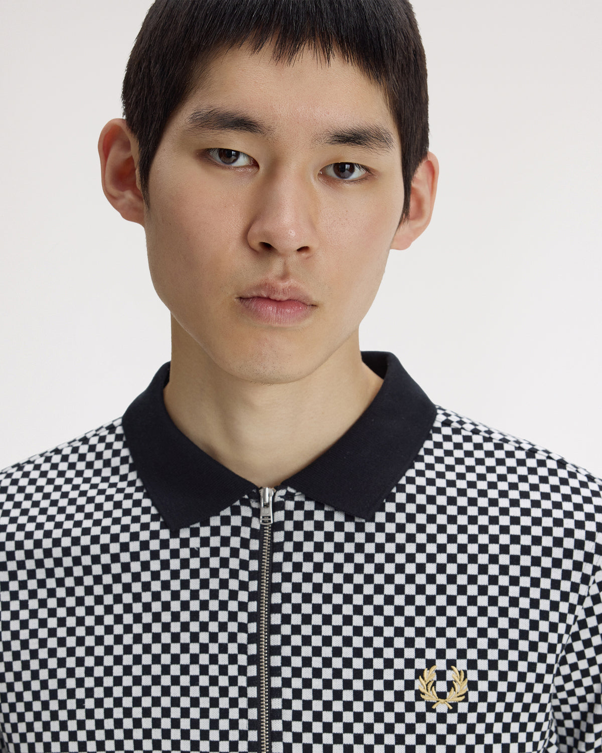 Fred Perry Chequerboard Polo Shirt - Black