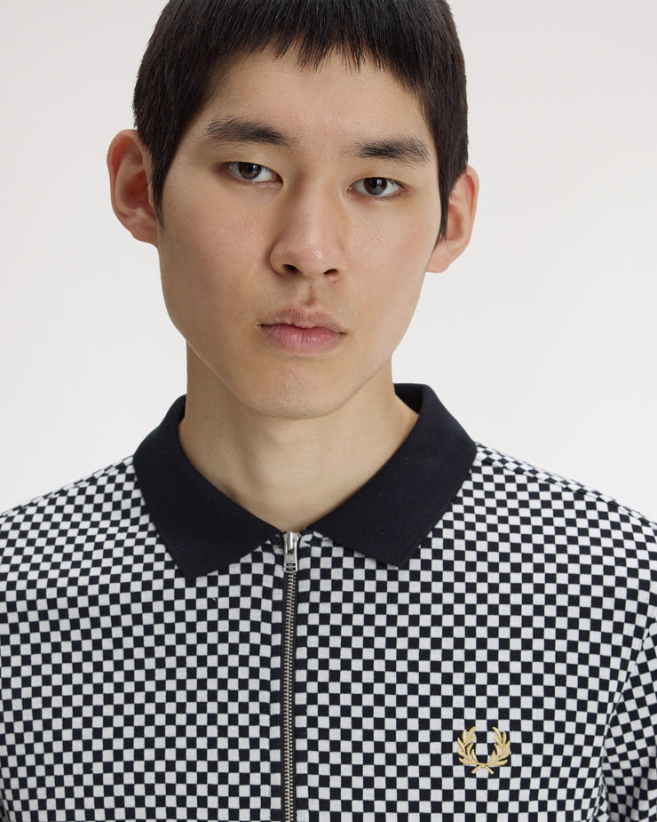 Fred Perry Chequerboard Polo Shirt - Black