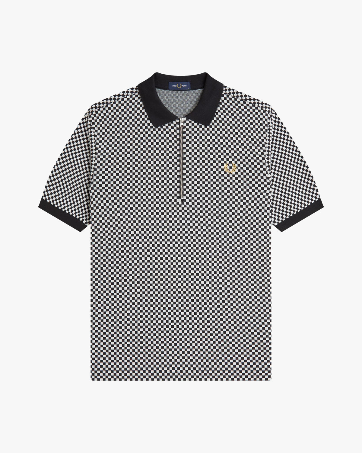 Fred Perry Chequerboard Polo Shirt - Black