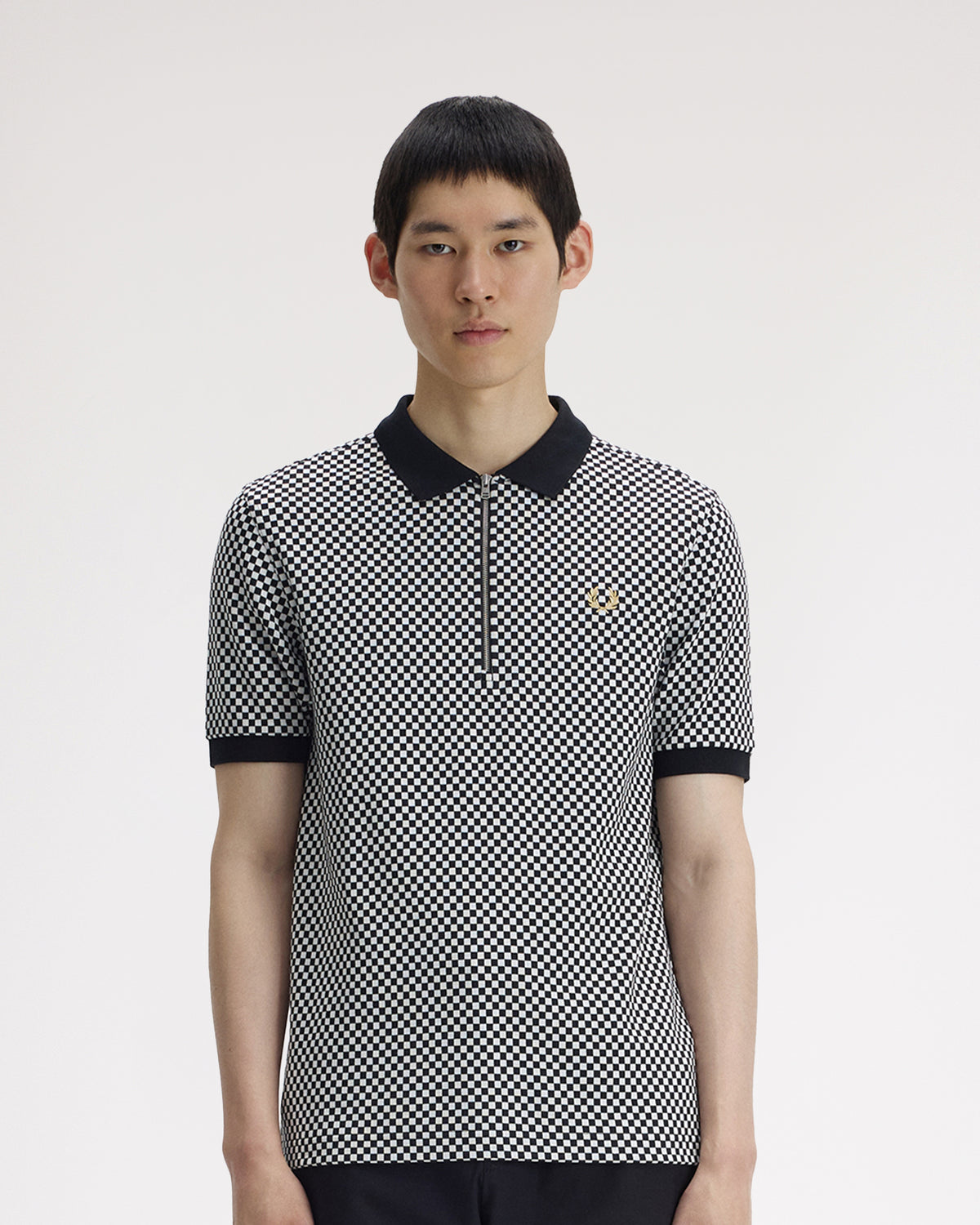 Fred Perry Chequerboard Polo Shirt - Black