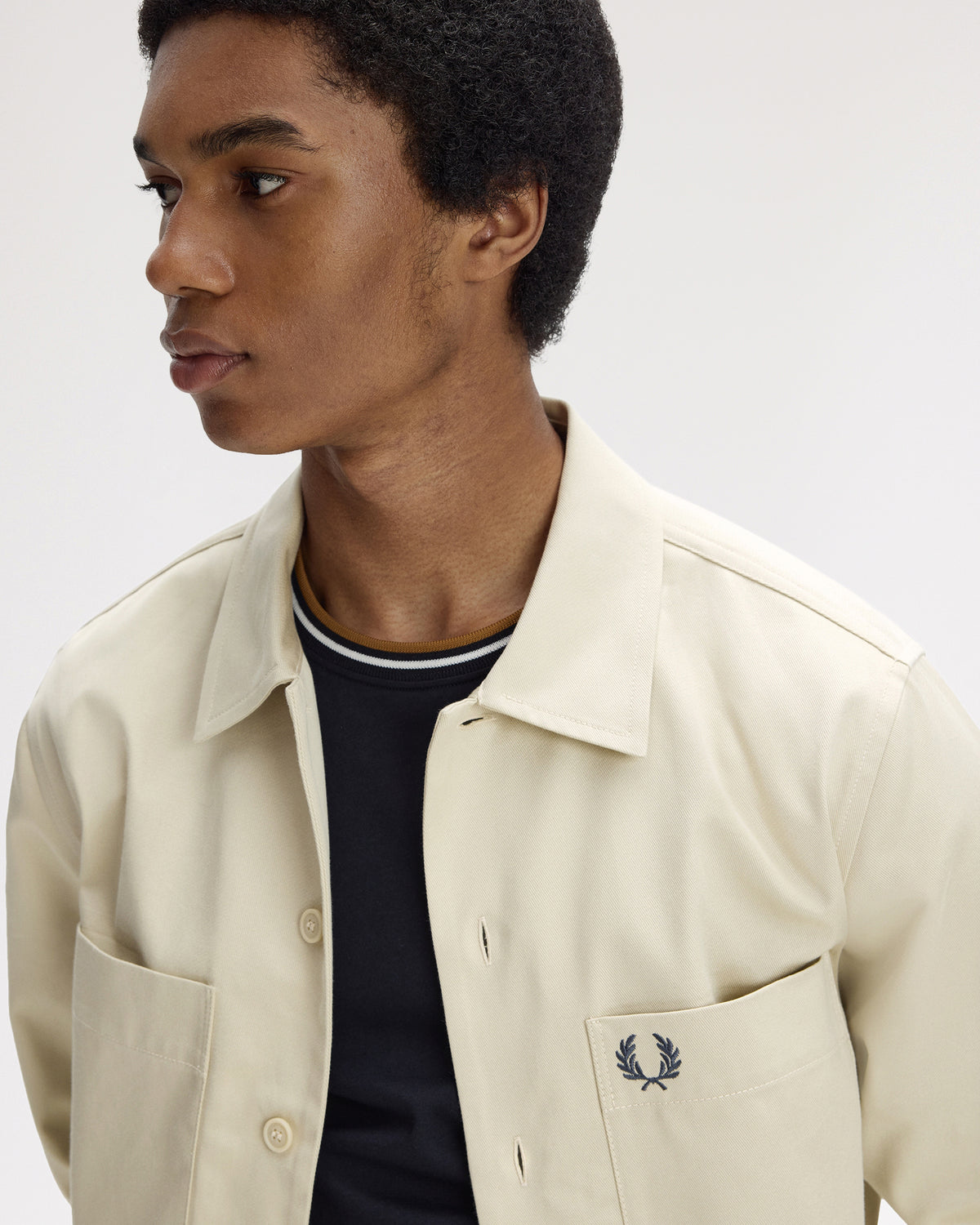 Fred Perry Twill Overshirt - Oatmeal