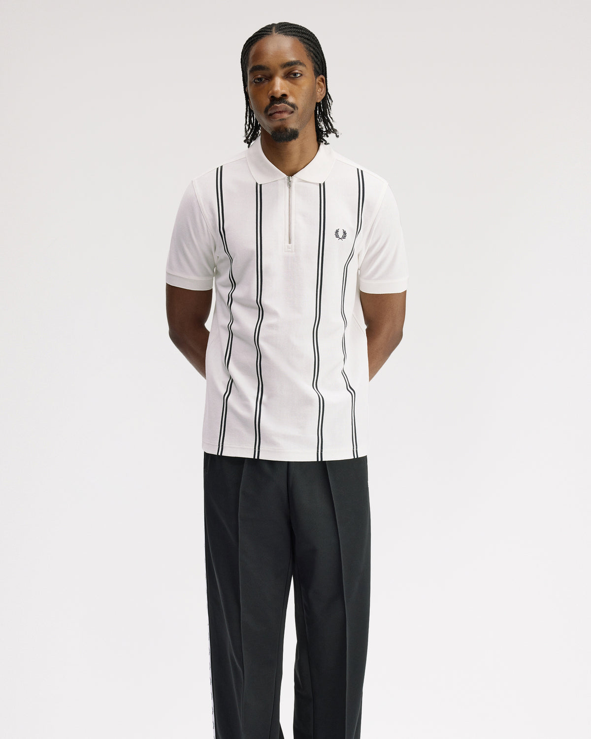 Fred Perry Vertical Stripe Polo Shirt - Snow White