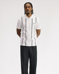 Fred Perry Vertical Stripe Polo Shirt - Snow White