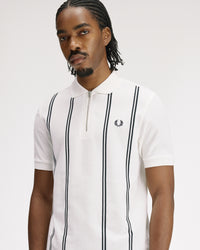 Fred Perry Vertical Stripe Polo Shirt - Snow White