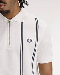 Fred Perry Vertical Stripe Polo Shirt - Snow White