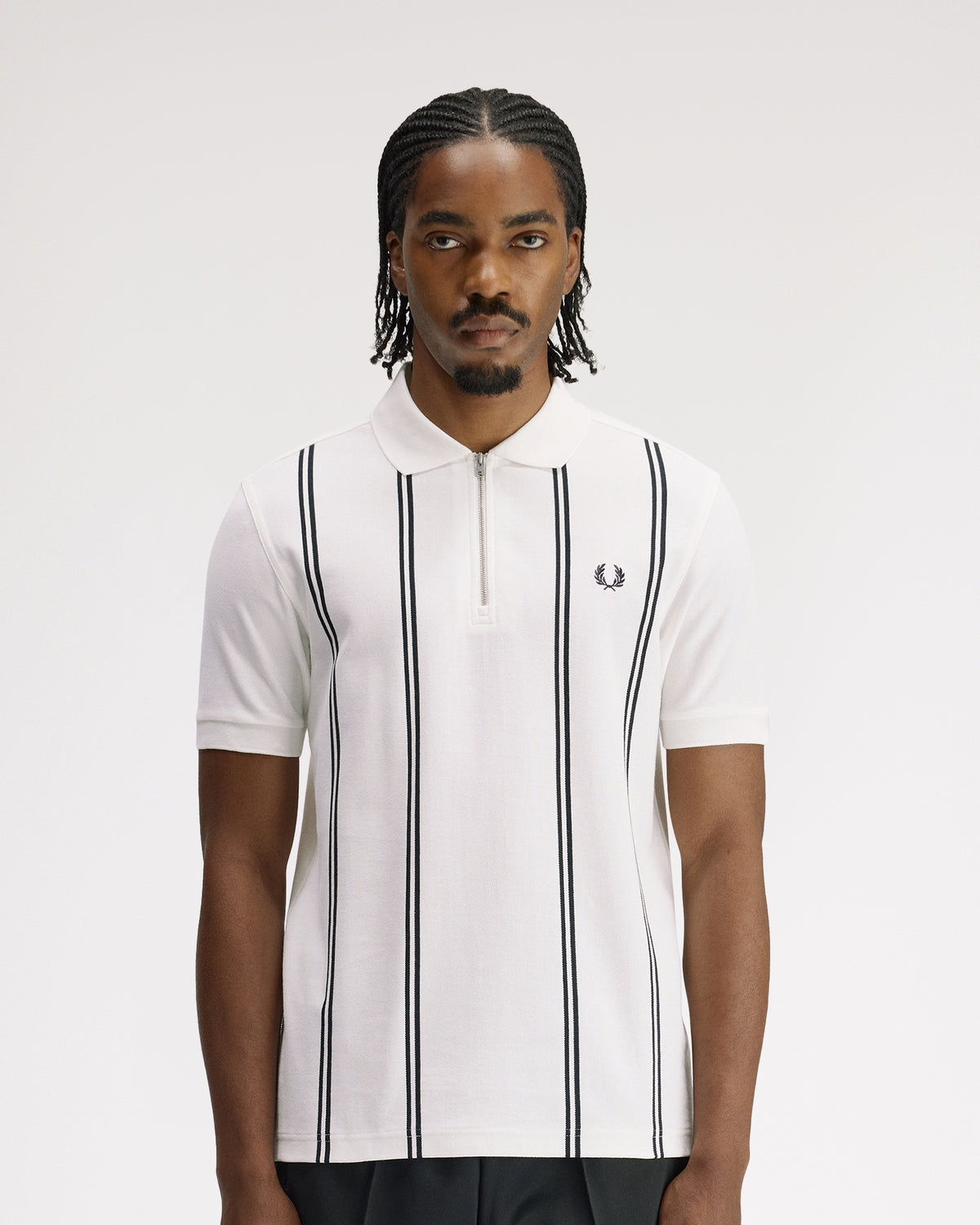 Fred Perry Vertical Stripe Polo Shirt - Snow White