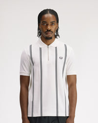 Fred Perry Vertical Stripe Polo Shirt - Snow White