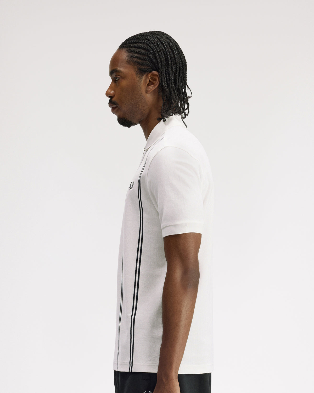Fred Perry Vertical Stripe Polo Shirt - Snow White