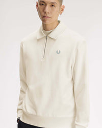 Fred Perry Half Zip Collared Sweat - Ecru
