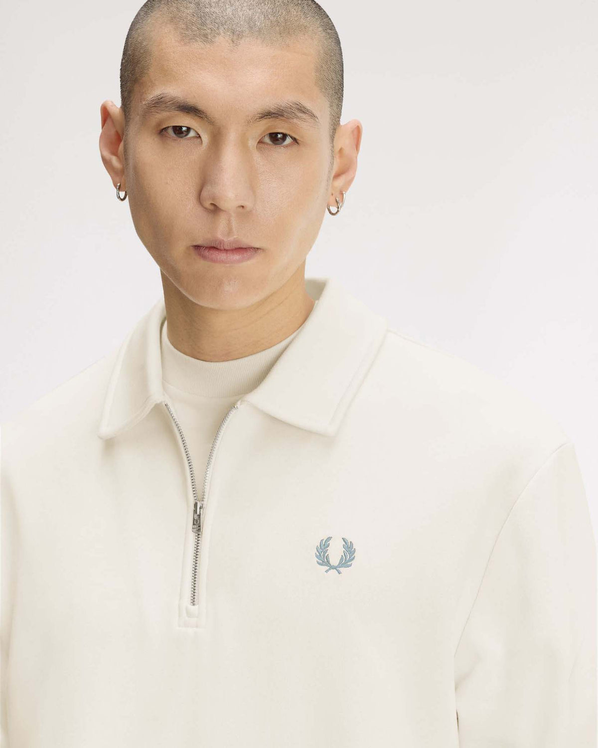 Fred Perry Half Zip Collared Sweat - Ecru