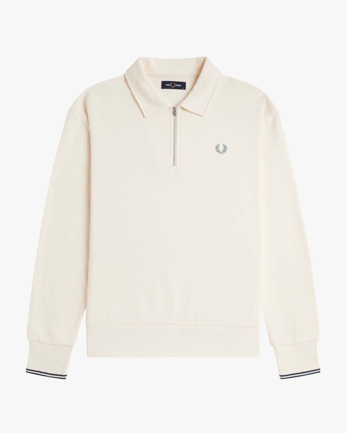 Fred Perry Half Zip Collared Sweat - Ecru
