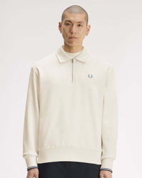 Fred Perry Half Zip Collared Sweat - Ecru